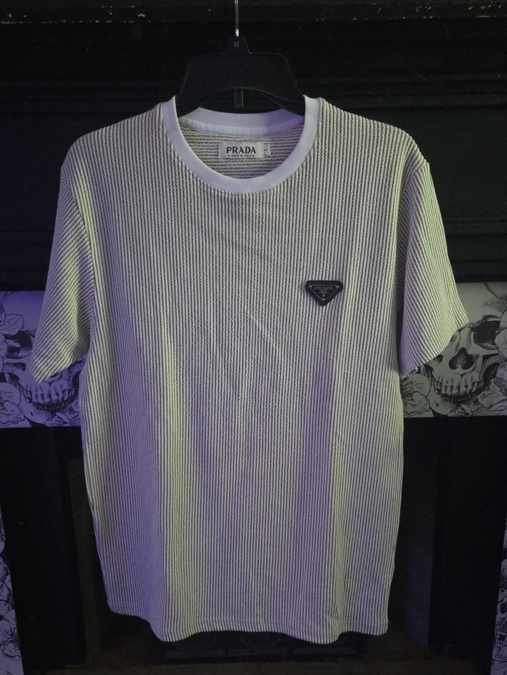 Prada White Textured Short-Sleeve Crewneck Shirt